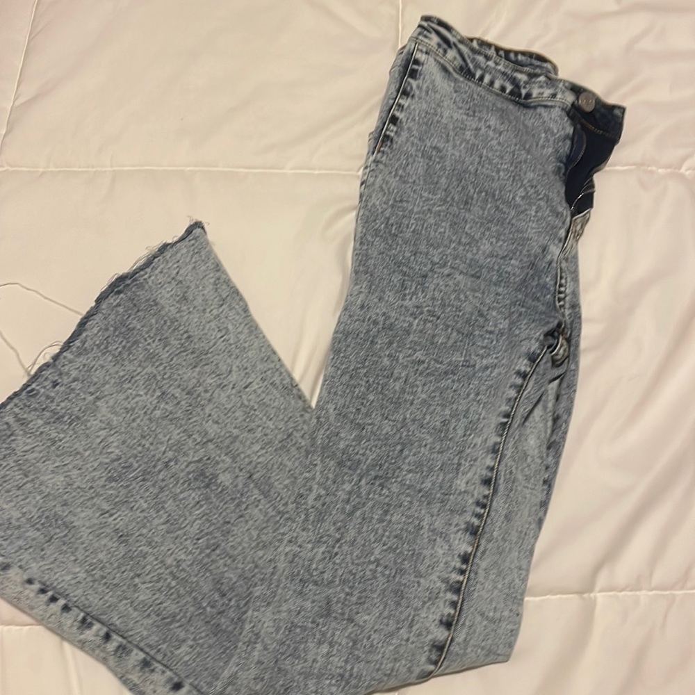 Boot cut acid wash jeans